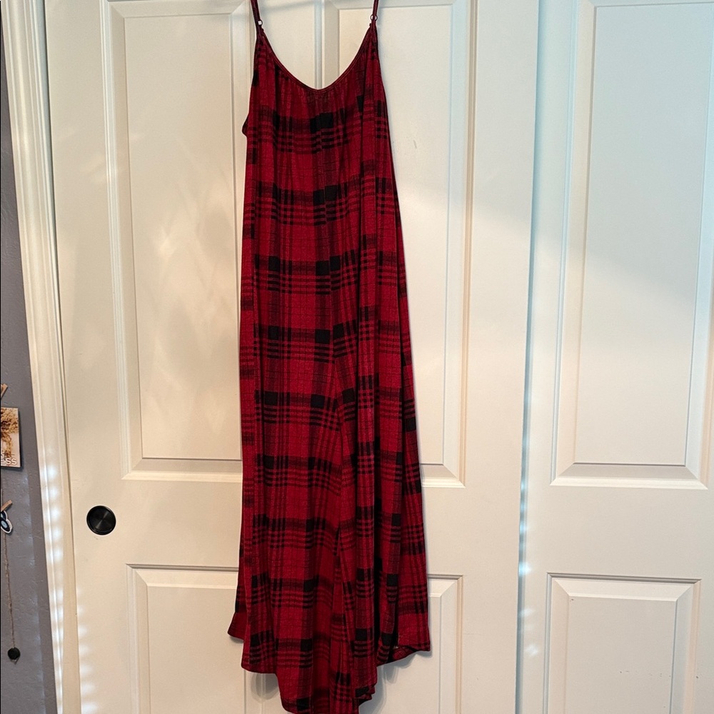 Simple Red and Black Plaid Jumpsuit perfect for Holiday